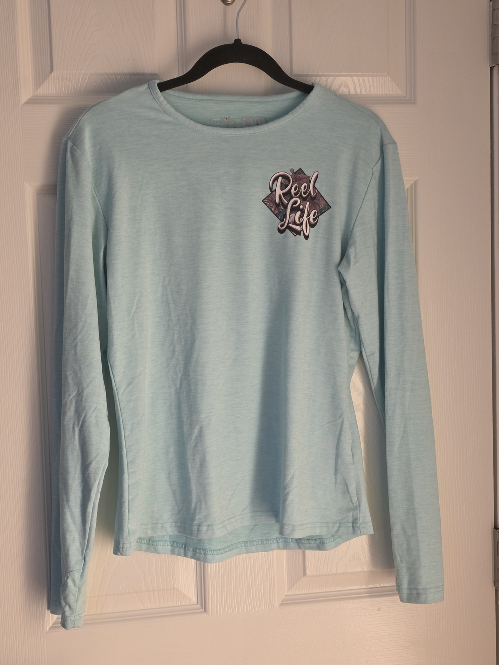 Women's Reel Life Light Blue Long-Sleeve Graphic Tee - Small